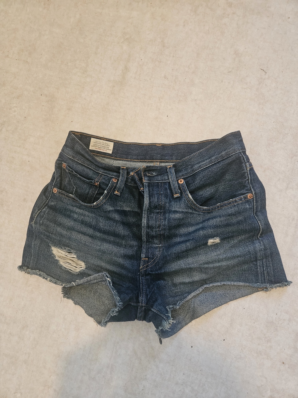Levi's Women’s Dark Blue Distressed Denim Shorts